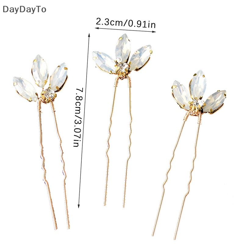 Set 3 Kẹp Tóc Chữ U Đính Đá Pha Lê Cho Cô Dâu