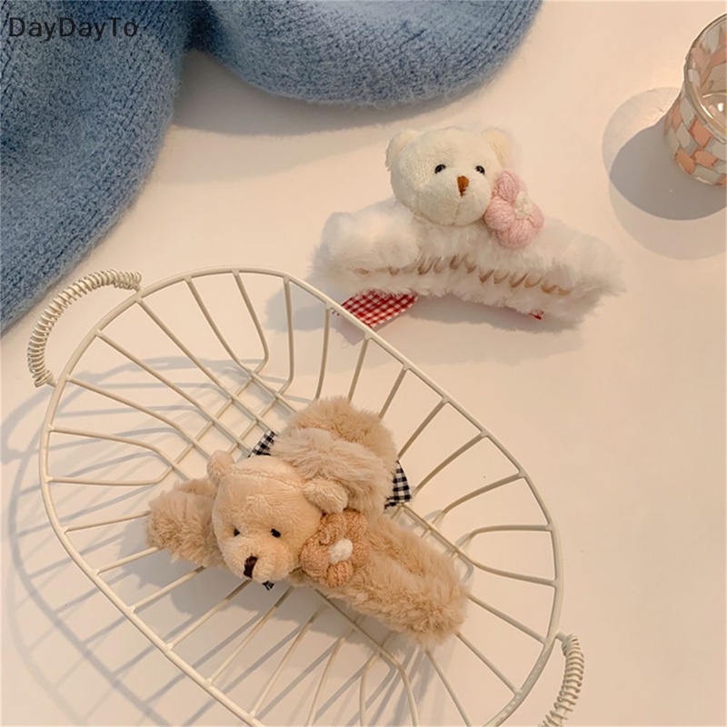 Kẹp Tóc Hình Thỏ / Gấu Hoạt Hình Bằng Lông Nhung Phong Cách Hàn Quốc Cho Nữ