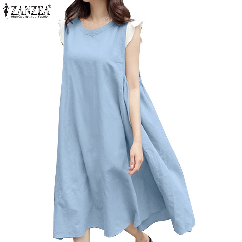 Zanzea Đầm không tay Cổ Chữ V Thời Trang Quyến Rũ