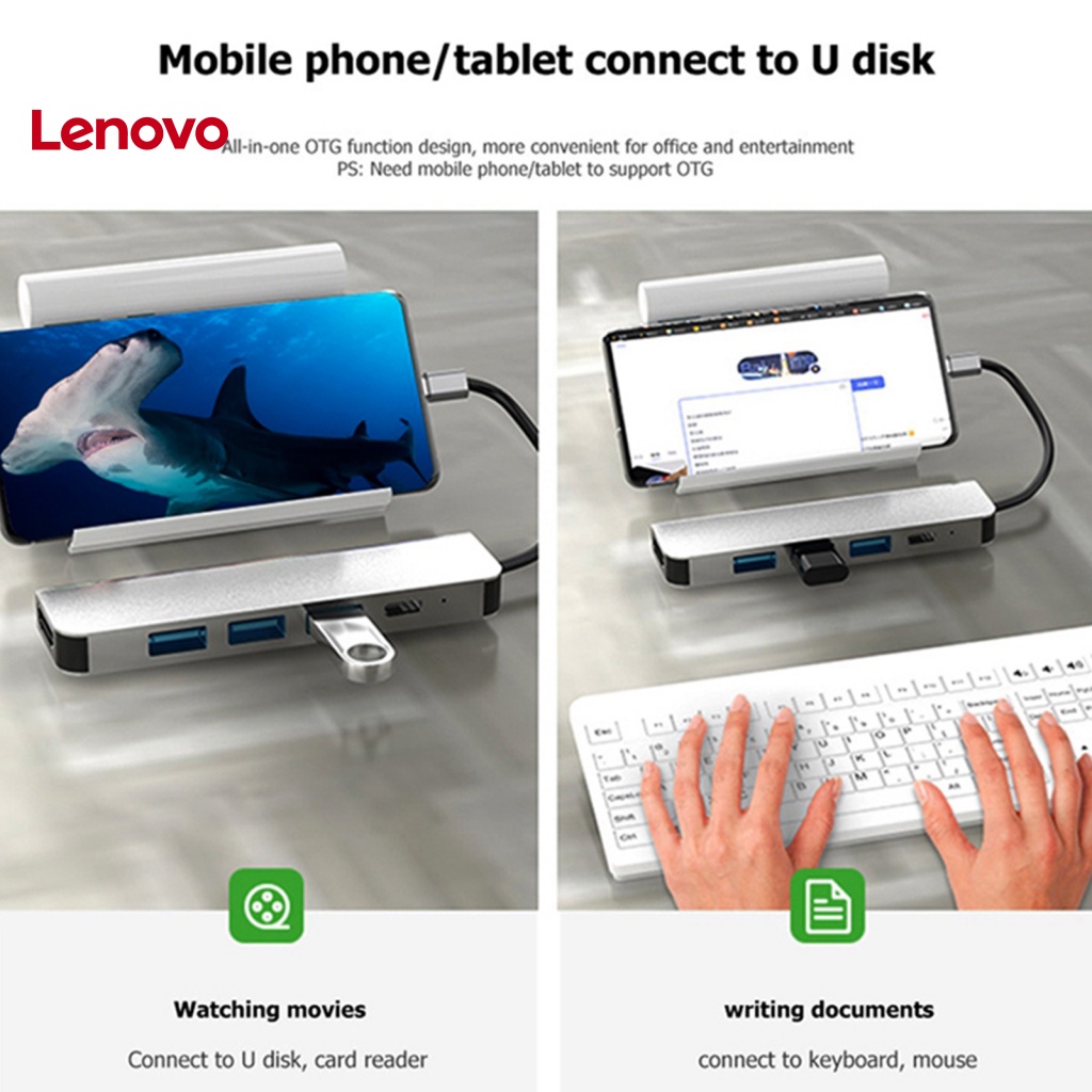 Trạm Sạc Nhanh PD Chuyển Đổi Từ Cổng Type-C Sang HDMI 4K USB3.0 5 Trong 1 Cho Văn Phòng