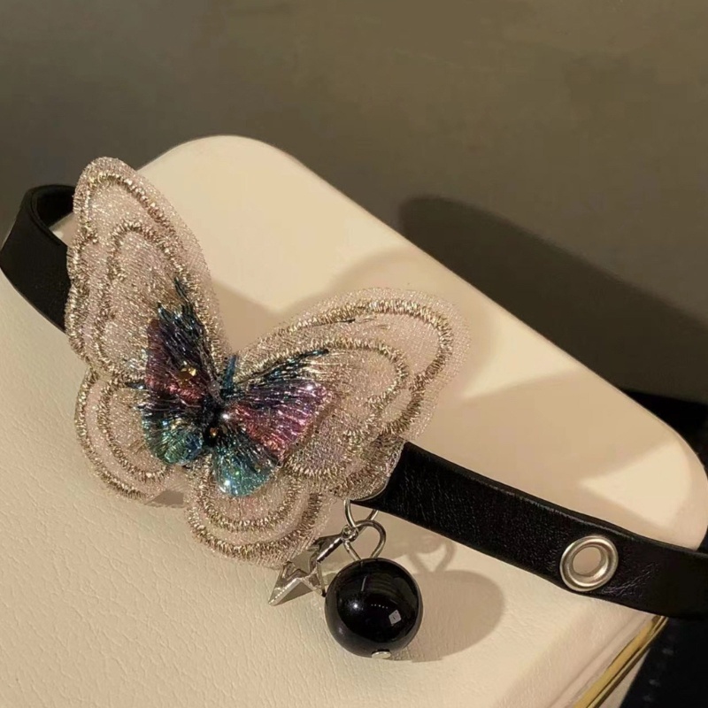 Dây Chuyền Mặt Hình Bướm Phong Cách Vintage ​Vòng Cổ Choker Da PU Y2K Thời Trang