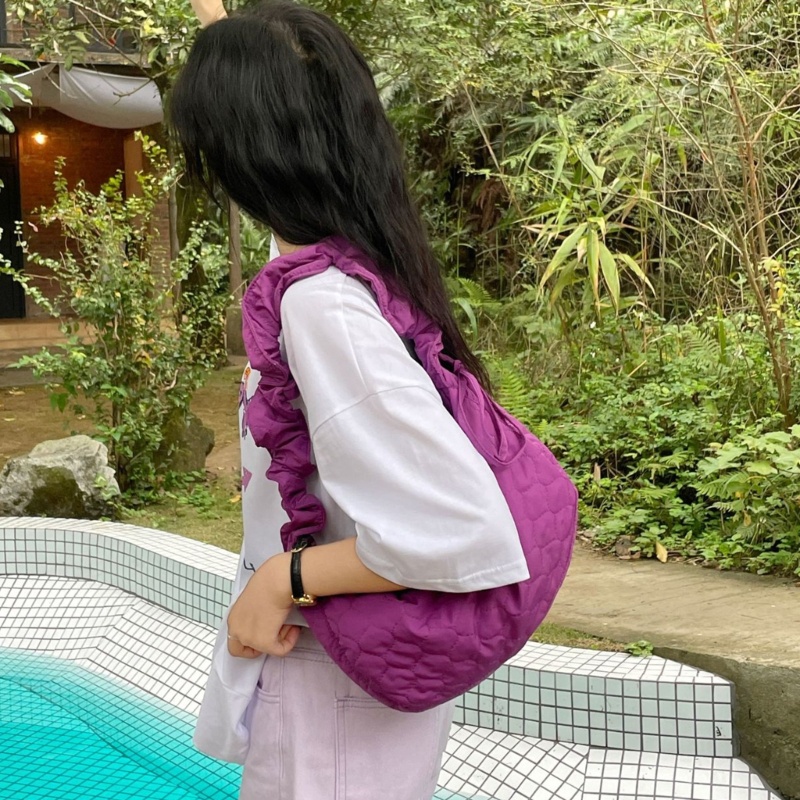 Túi Đeo Chéo Dây Rút Màu Trơn Phong Cách Hàn Quốc Thời Trang Cho Nữ