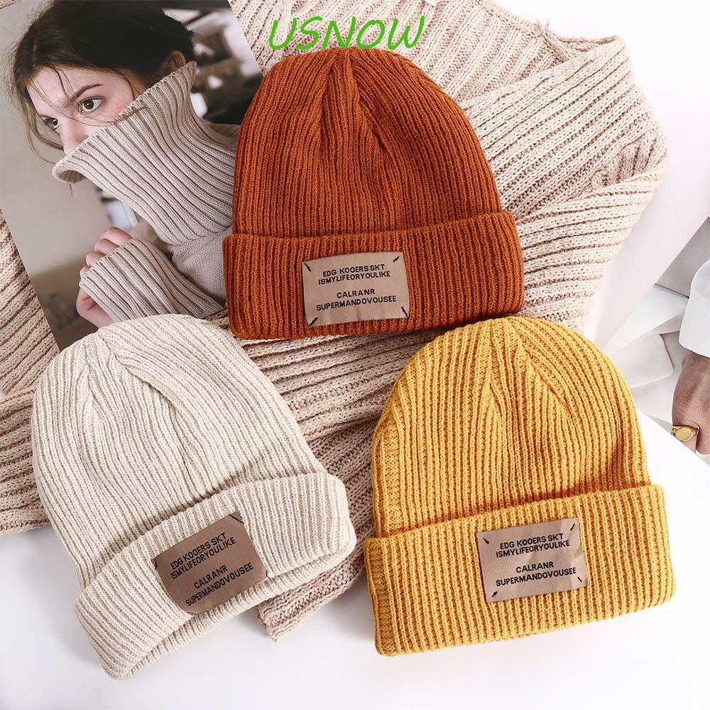 USNOW Mũ Len Họa Tiết Kẻ Sọc Dễ Thương Thời Trang Thu Đông