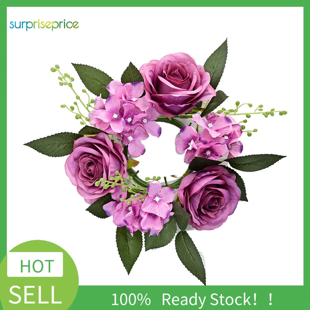 Vòng Hoa Hồng Giả Trang Trí Bàn Ăn Chống Rơi Không Phai Màu