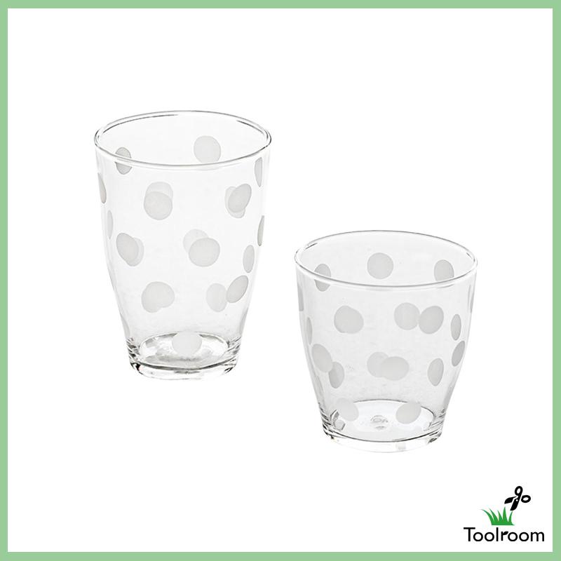 Kính Cốc Uống Cà Phê Bằng Thủy Tinh Trong Suốt Họa Tiết Chấm Bi Trắng Phong Cách Vintage