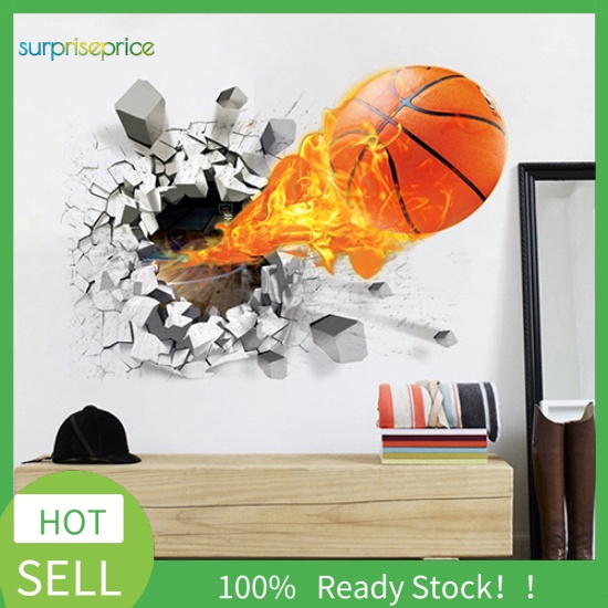 Miếng Dán Tường Hình Quả Bóng Rổ 3D Chống Thấm Nước Trang Trí Phòng Trẻ Em