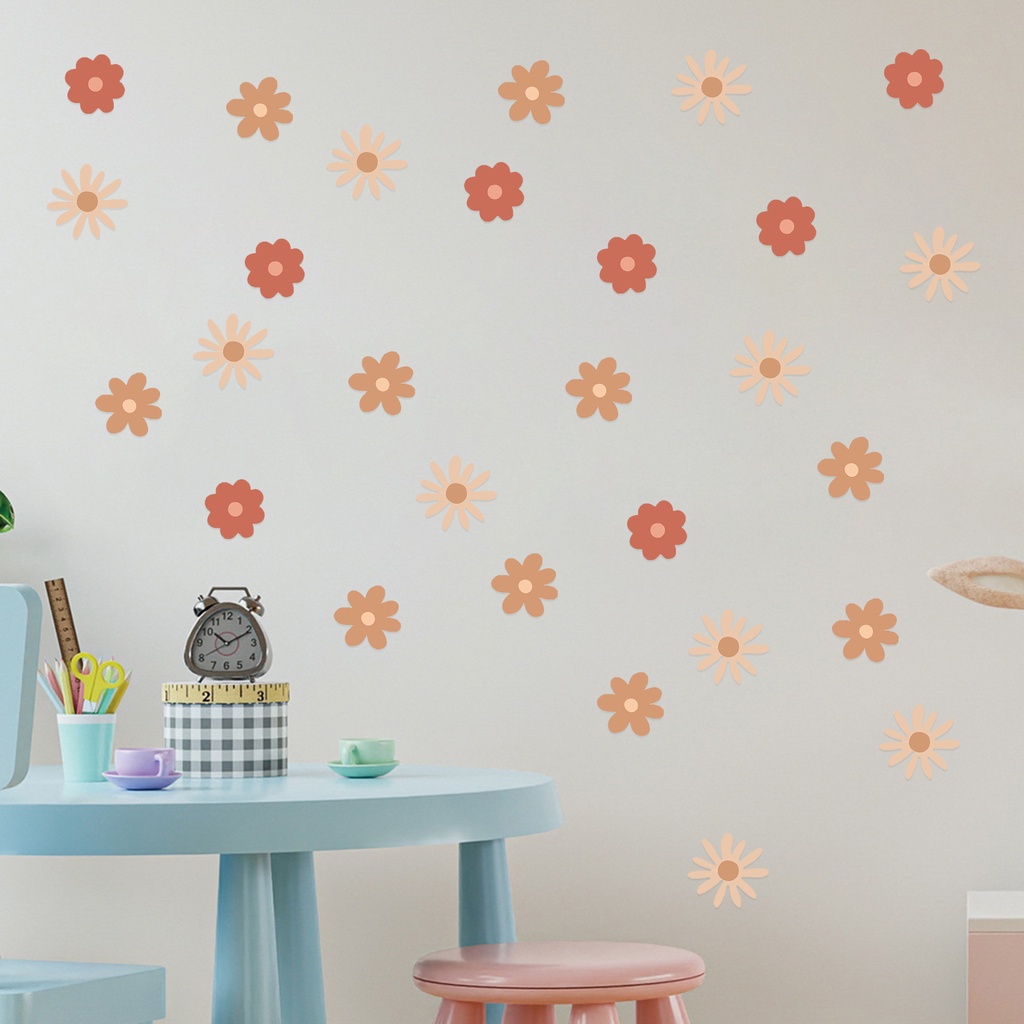 1 Set 36 Miếng Dán Tường Tự Dính Chống Nước Chống Rách &amp; Nước In Hoa Cho Phòng Khách