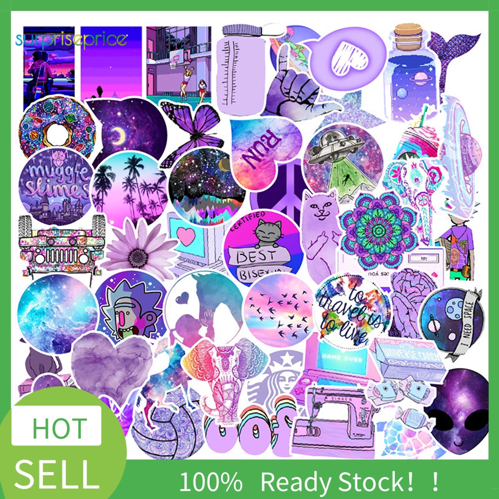 Bộ 50 Miếng Dán PVC Chống Thấm Nước Nhiều Màu Sắc Có Thể Tái Sử Dụng Dùng Trang Trí Ván Trượt