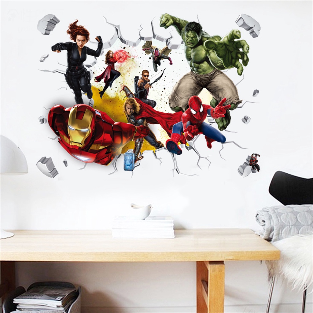 Miếng Dán Tường Bằng PVC Chống Thấm Nước Hình Avengers