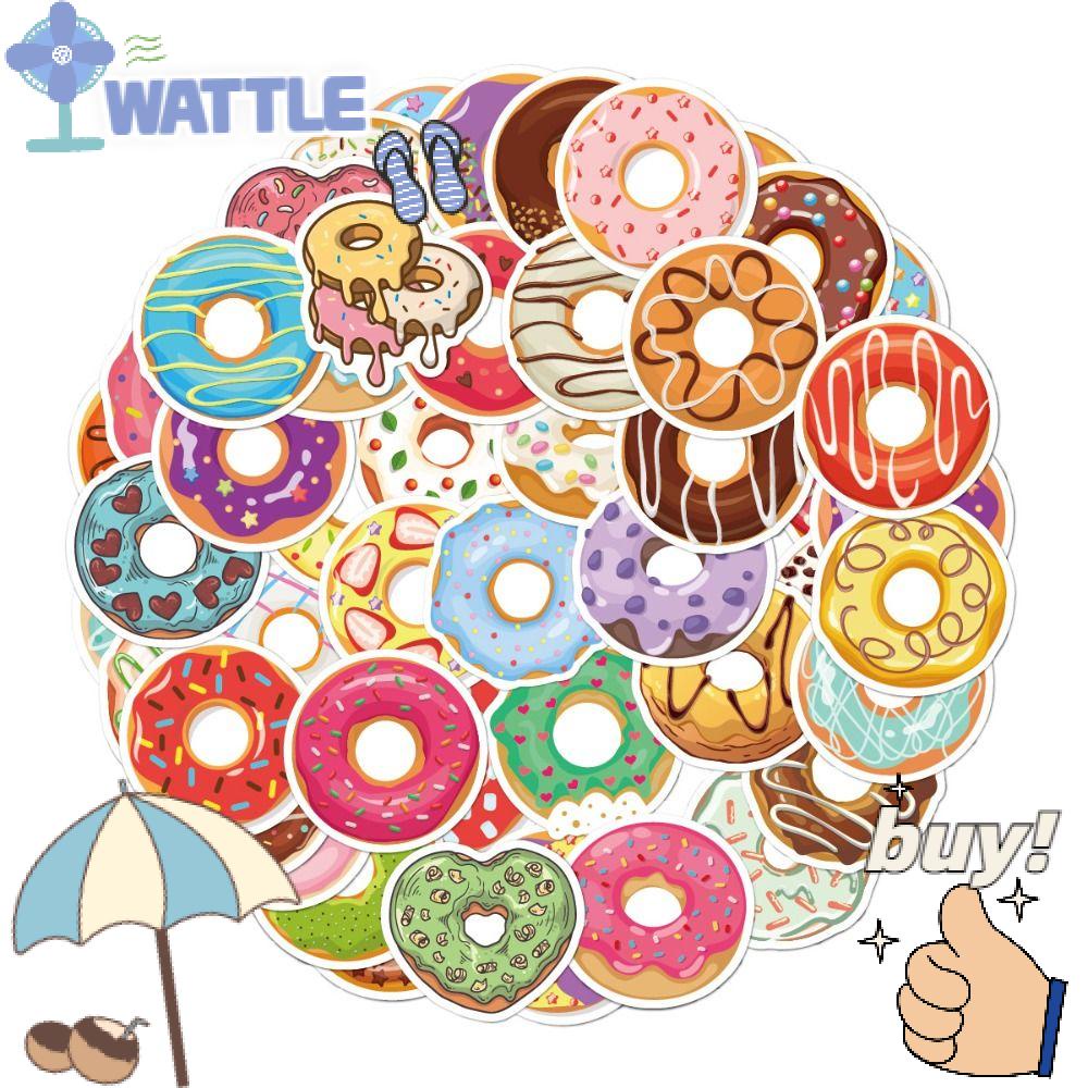 WTTLE Miếng Dán Hình Bánh Donut Chống Nước Dễ Thương Trang Trí Laptop / Vali / Vali / Tiệc DIY