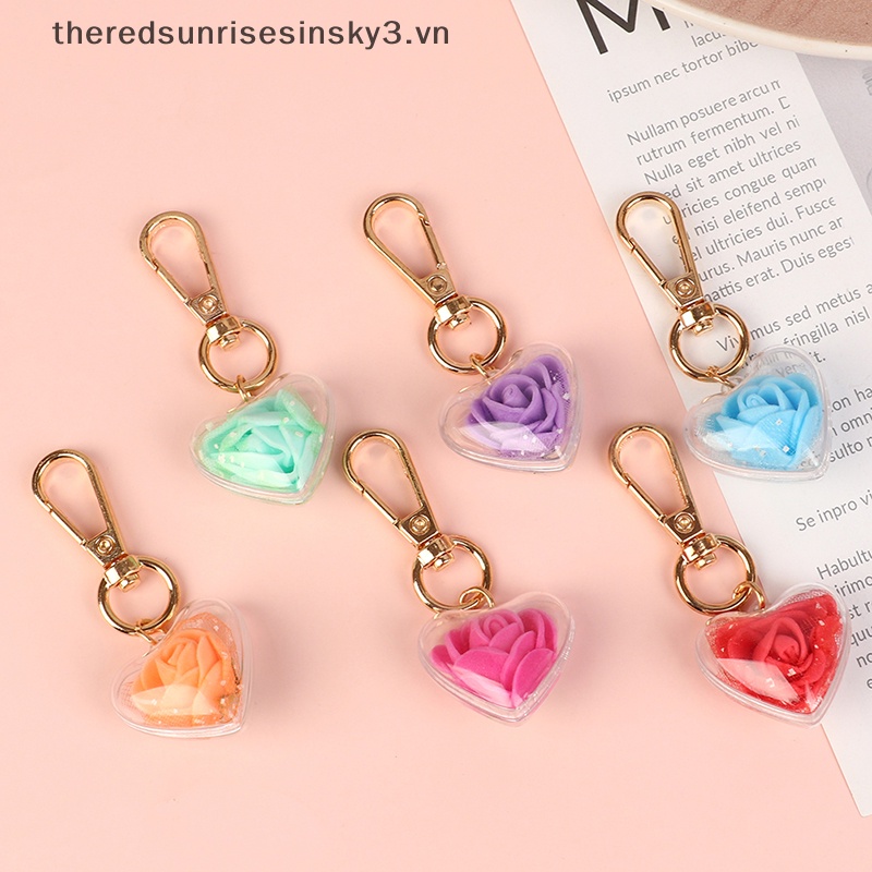 # # Móc Chìa Khóa Xe Hơi / Túi Xách Trang Trí Hình Hoa Hồng / Trái Tim Thời Trang Thích Hợp Làm Quà Tặng Cho