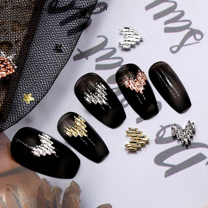 Set 10 Hạt Cườm Hợp Kim 3D Lấp Lánh Trang Trí Móng Nghệ Thuật DIY Thời Trang