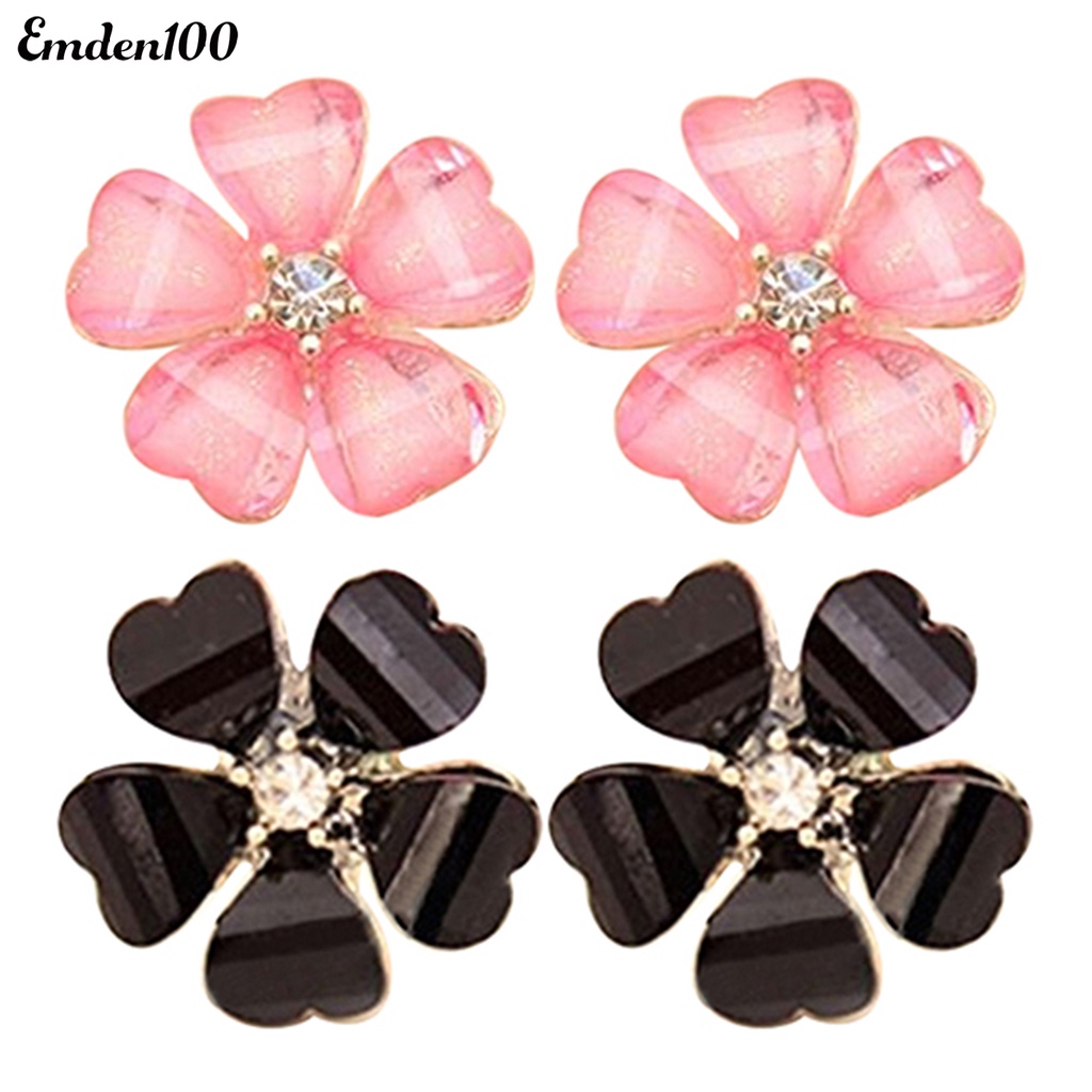 Bông Tai Hình Cánh Hoa Bằng Hợp Kim Đính Đá Lấp Lánh Cho Nữ