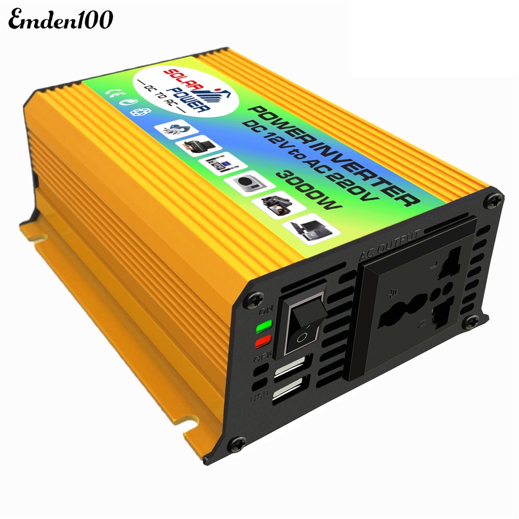 Bộ Chuyển Đổi Nguồn Điện 3000W DC 12V Sang AC 220V Cho Xe Ô Tô