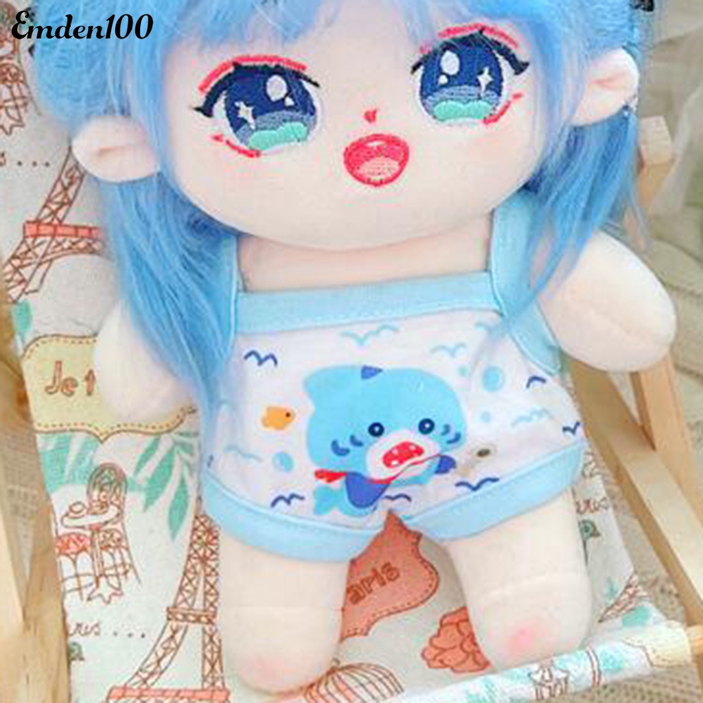 Bộ Áo Liền Quần Cotton 20cm In Họa Tiết Hoạt Hình Dễ Thương Dành Cho Búp Bê