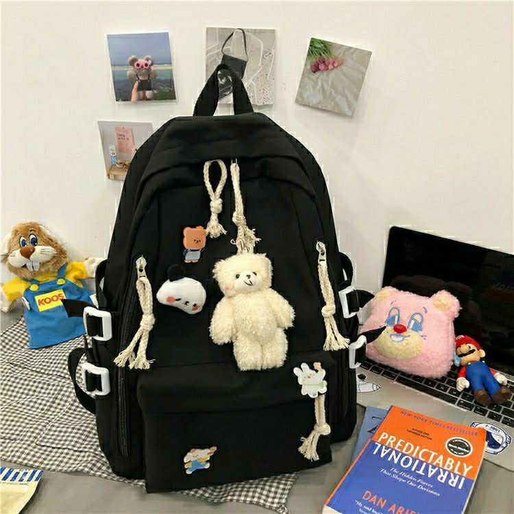 Ba Lô Đi Học Sức Chứa Lớn Phong Cách Hàn Quốc Đơn Giản Dễ Thương Cho Nữ