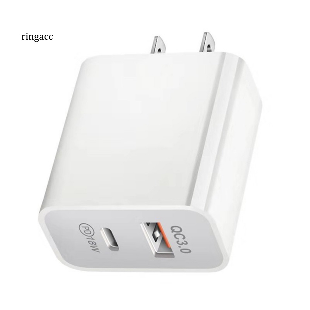 Cốc Sạc Nhanh Màu Trơn Cổng Kép PD 20W QC30 Cho Điện Thoại