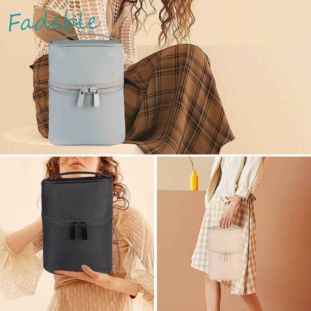 Túi Đựng Mỹ Phẩm Đa Năng Hình Thùng Có Khóa Kéo Tiện Dụng Khi Đi Du Lịch