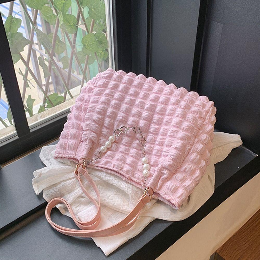 MIQUEL Túi Xách Đeo Vai / Kẹp Nách Hình Đám Mây Xếp Ly Dung Tích Lớn Họa Tiết Kẻ Sọc Đơn Giản Thanh Lịch