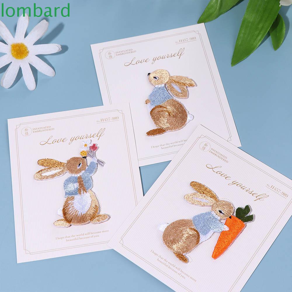 LOMBARD Sticker Ủi Thêu Hình Thỏ Dễ Thương