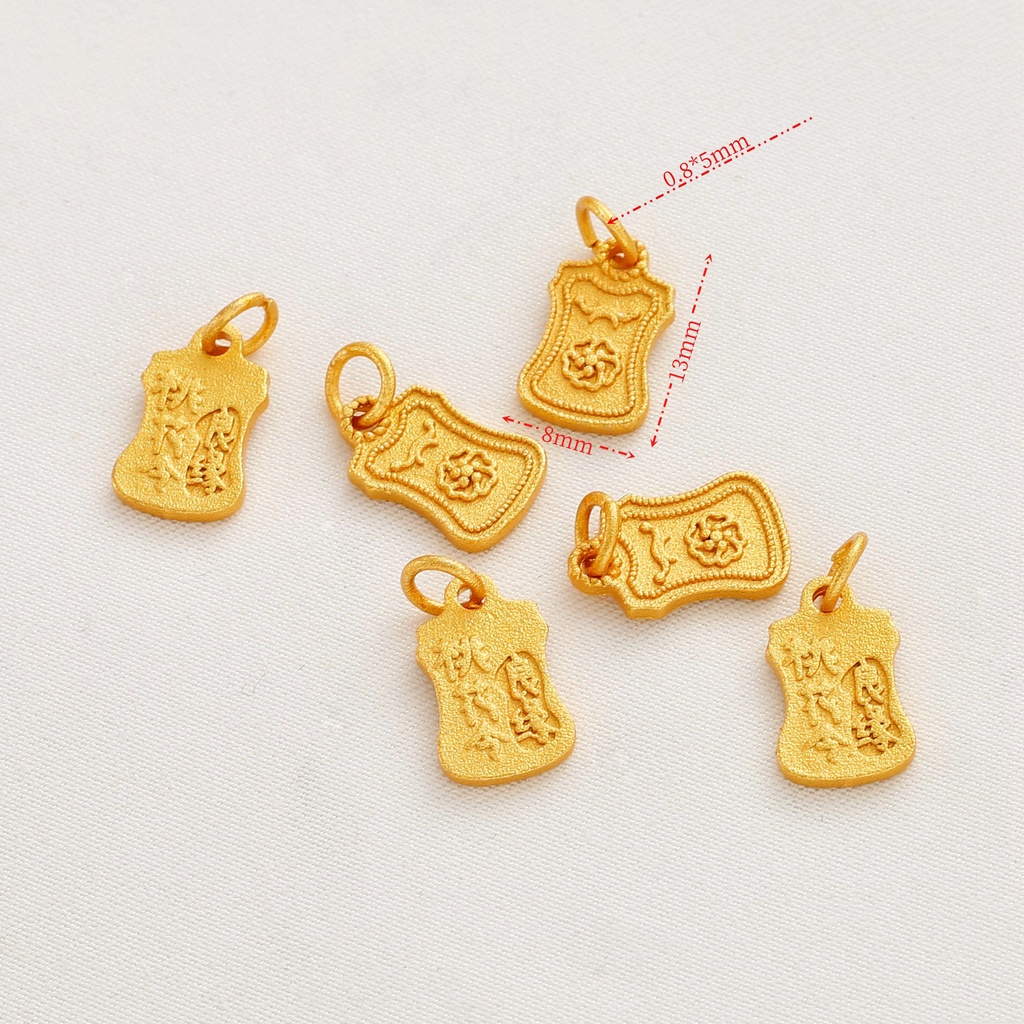 Mặt Dây Chuyền Màu Vàng Đồng Mặt Hình Thần Tài Cá Koi Hoa Đào Qihui Thần Tiên Token diy