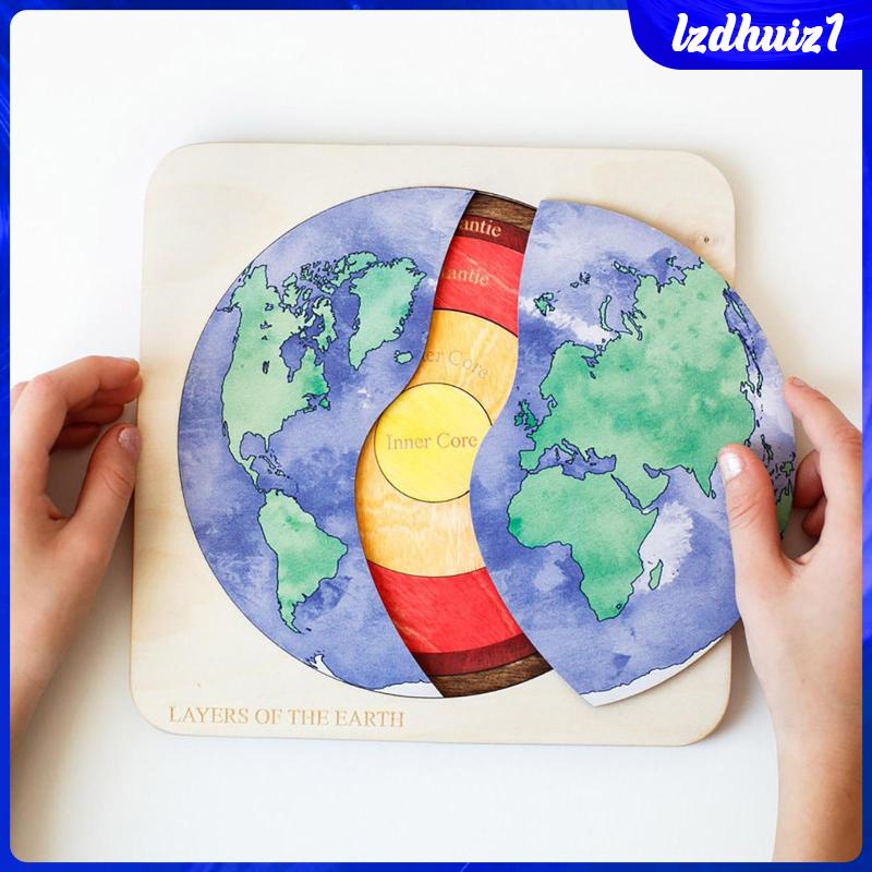 Đồ Chơi Xếp Hình Trái Đất Bằng Gỗ Giáo Dục Sớm Cho Bé