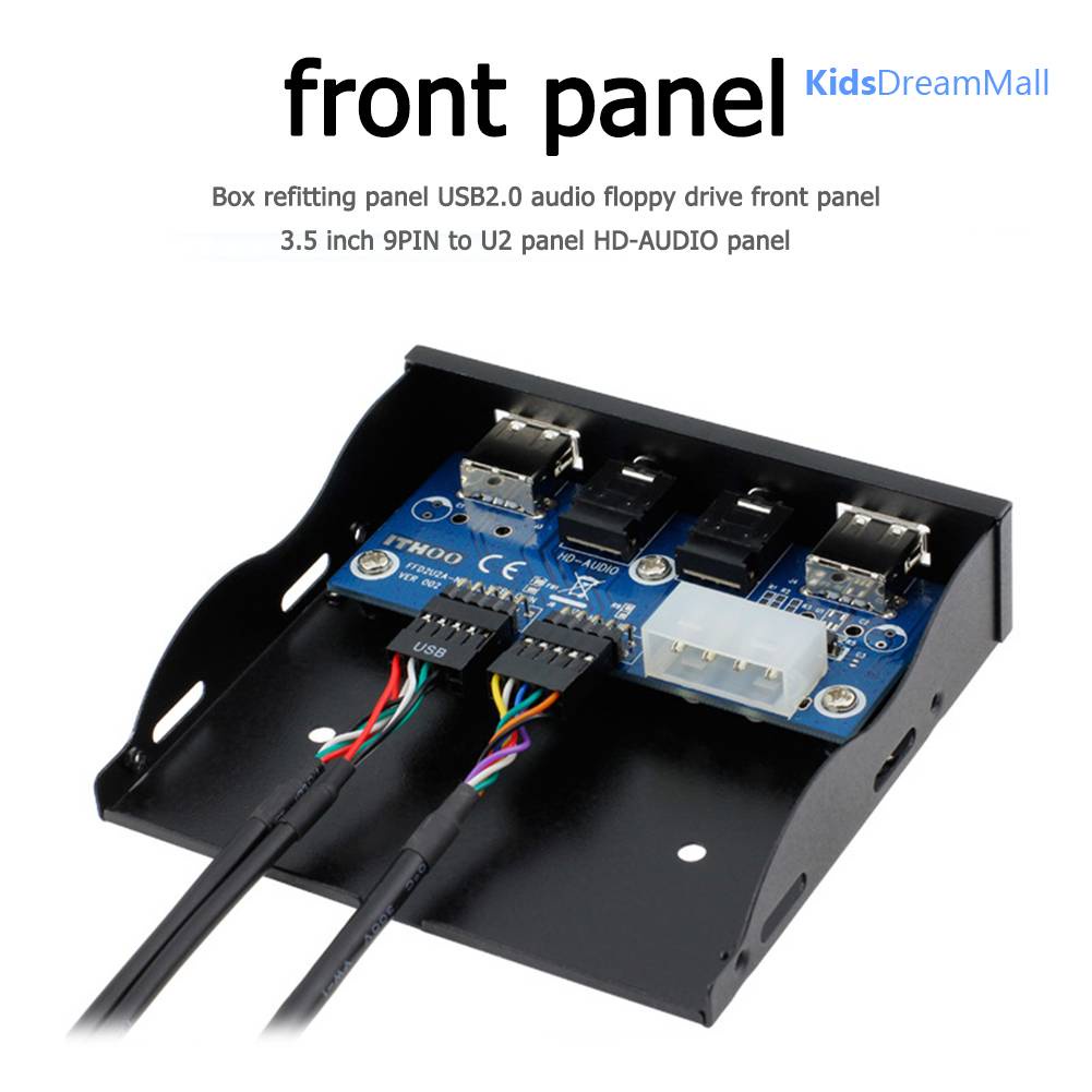 Bảng Điều Khiển Âm Thanh 3.5 inch 9Pin Sang 2 USB 2.0 Bay HD Audio 3.5mm