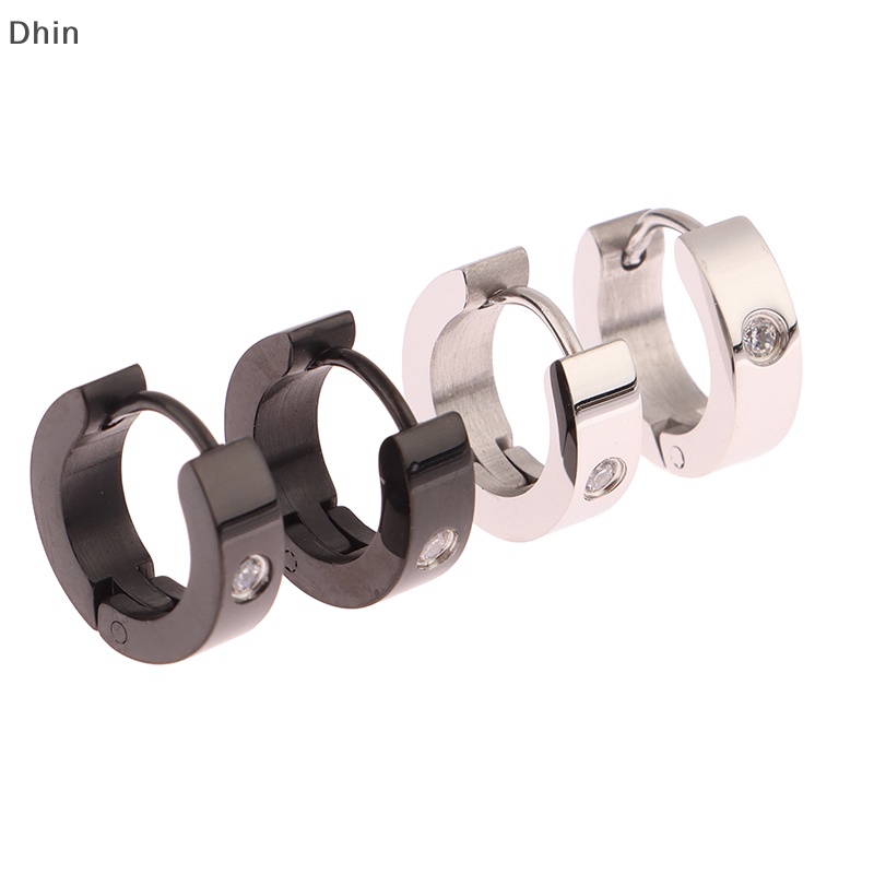 1 Đôi Bông Tai Tròn Bằng Thép Không Gỉ Phong Cách Rock Unisex