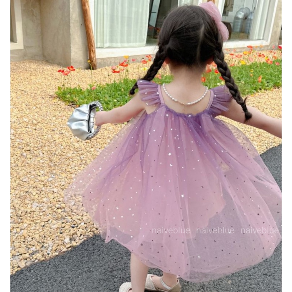 Đầm Công Chúa Hai Dây Thời Trang Mùa Hè Dành Cho Bé Gái