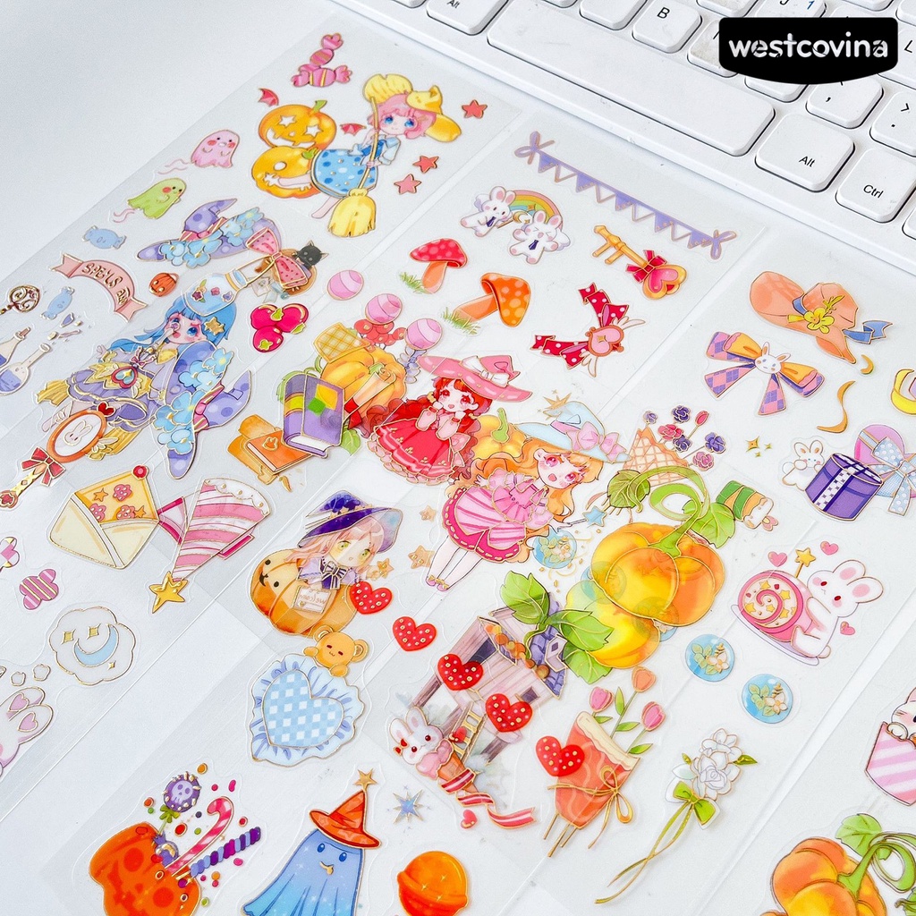 [WSTN]✎Bộ 6 Tấm Sticker Dán Trang Trí Laptop / Xe Đạp Chống Nước Đa Năng Có Thể Tái Sử Dụng