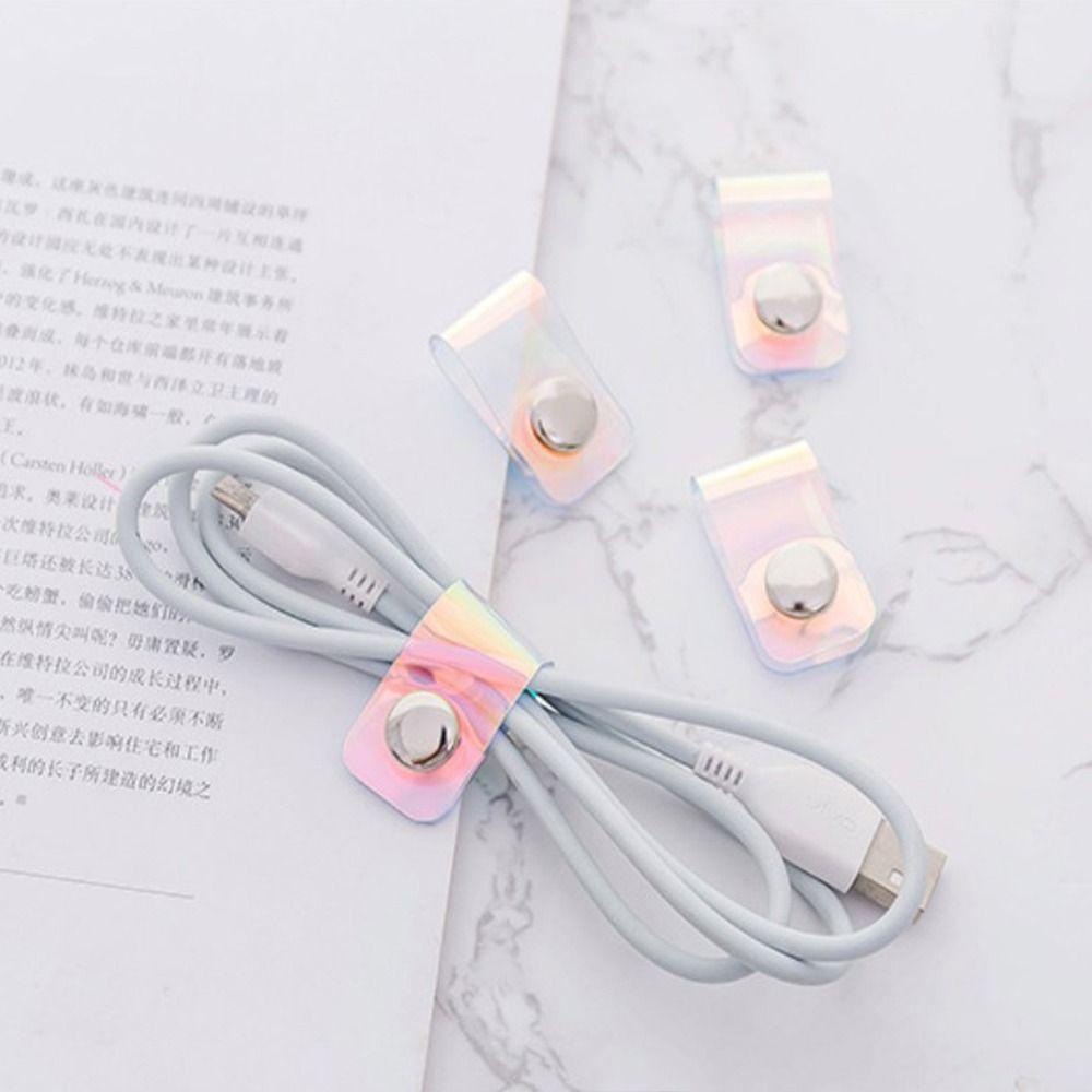 MXMUSTY Set 10 Dây Quấn Cáp Sạc / Cáp Điện Thoại Bằng PVC Màu Laser Có Thể Tái Sử Dụng