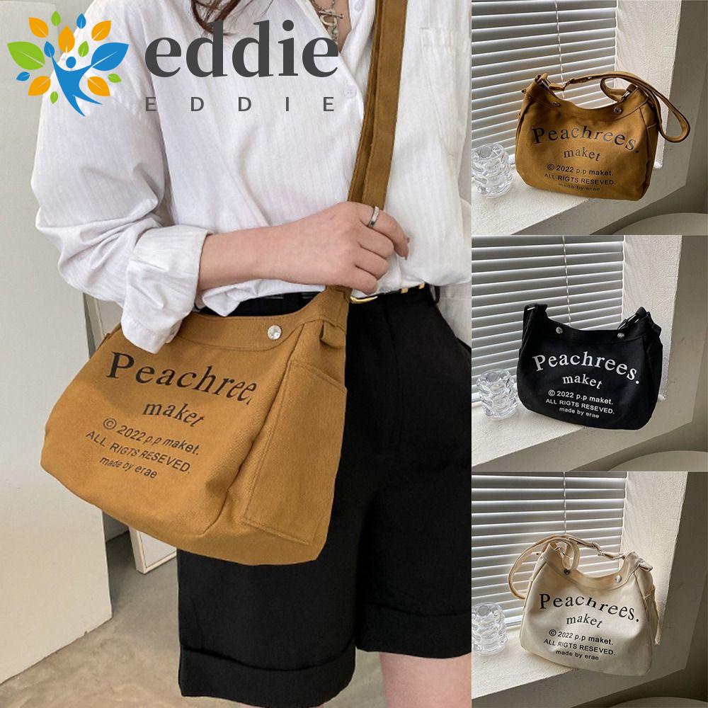 26EDIE Túi Xách Canvas Dáng Vuông Cỡ Lớn In Chữ Phong Cách Hàn Quốc