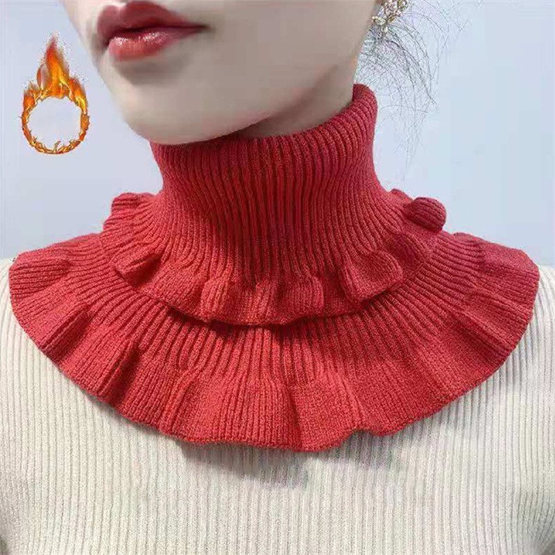 Khăn Choàng Cổ Giả Len Phối Bèo Thời Trang Mùa Đông Cho Nữ