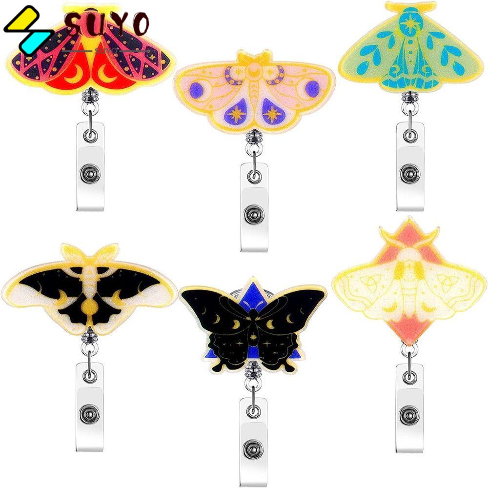 SUYO Set 6 Móc Khóa Nhựa Hình Bươm Bướm Nhiều Màu Mới