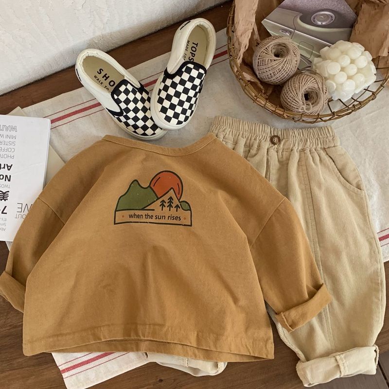 Áo Thun Tay Dài Dáng Rộng In Chữ Cái Phong Cách Nhật Hàn Thời Trang Xuân Thu Cho Nam Và Nữ