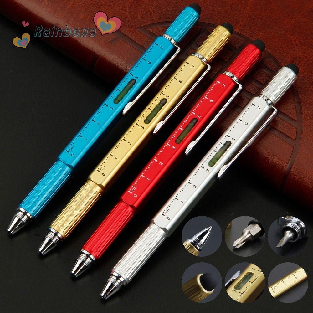 RAINBOW Bút Bi 6 Trong 1 Đa Năng Kèm Thước Đo Và Tua Vít Tiện Dụng Cho Gia Đình
