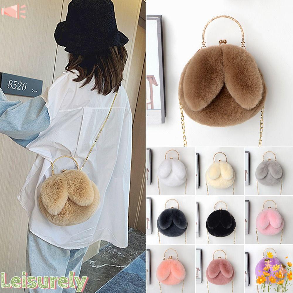 LEILY Túi Xách Đeo Vai Hình Tai Thỏ Phối Dây Xích Thời Trang Sành Điệu