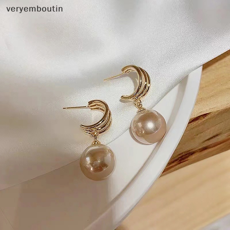 Bông Tai Ba Ống Đính Ngọc Trai Nhân Tạo Màu Hồng Phong Cách Hàn Quốc Ngọt Ngào Thời Trang Cho Nữ