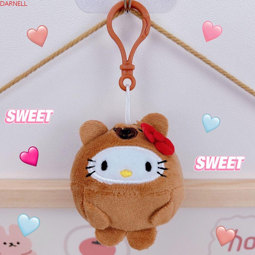 DARNELL Móc Khóa Hình Mèo / Thỏ / Gấu Trúc Nhồi Bông Dễ Thương Phong Cách Hàn Quốc