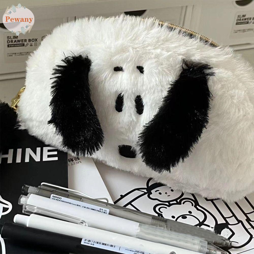 PEWANY Túi Đựng Bút Bằng Lông Nhung Sức Chứa Lớn Họa Tiết Hoạt Hình Snoopy Phong Cách Hàn Quốc