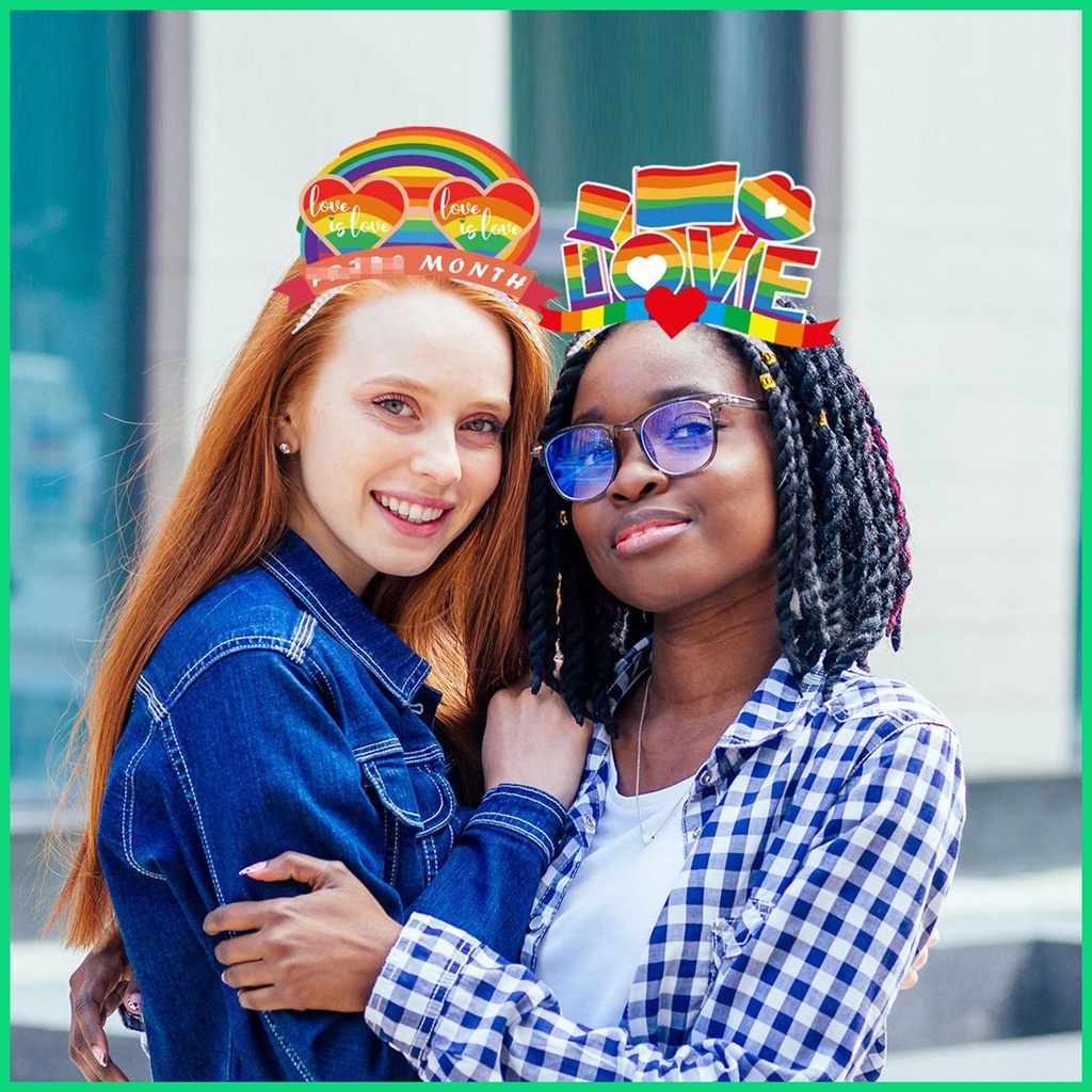 Set 6 Băng Đô Cài Tóc Hình Trái Tim Màu Sắc Cầu Vồng LGBTQ Cho Nam Và Nữ