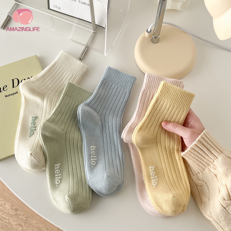 Vớ Thể Thao / Đầm Cotton Mỏng Thoáng Khí Thấm Hút Tốt Màu Sắc Ngọt Ngào Phong Cách Hàn Quốc Thời Trang Xuân Hè