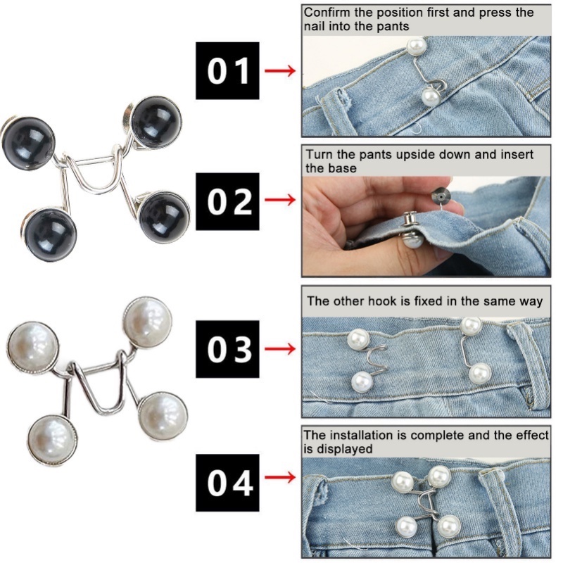 Ghim Cài Quần Jean Bằng Kim Loại Đính Ngọc Trai Nhân Tạo Có Thể Điều Chỉnh Và Tháo Rời Tiện Dụng