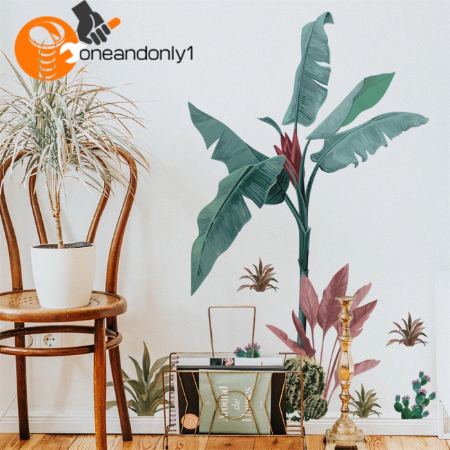 Giấy Dán Tường Tự Dính Hình Lá Cây Nhiệt Đới Trang Trí Phòng Khách