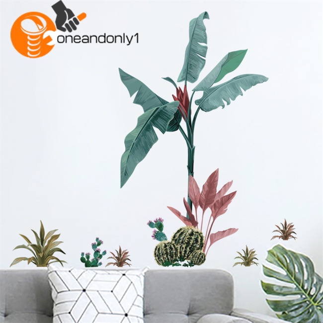 Giấy Dán Tường Tự Dính Hình Lá Cây Nhiệt Đới Trang Trí Phòng Khách