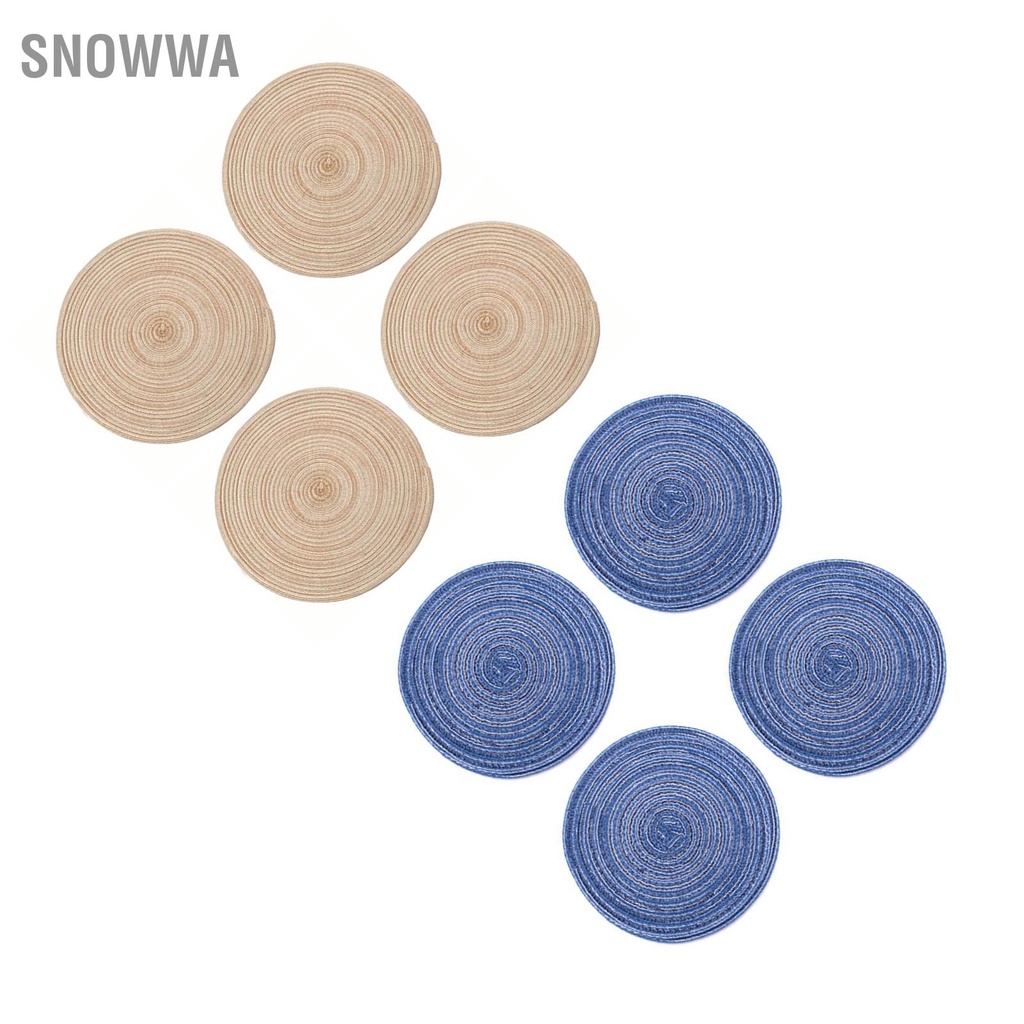 Snowwa 4 Cốc Hình Tròn Thảm Bện Chịu Nhiệt Bát Tấm Phong Cách Bắc Âu Coaster