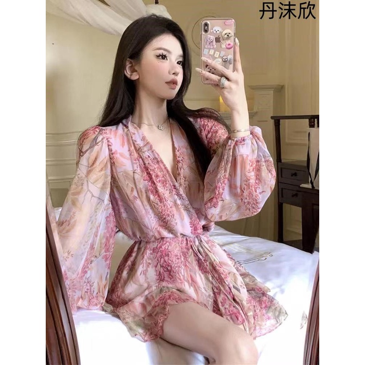Đầm Ngắn In Hoa Phong Cách Pháp Thời Trang Mùa Hè 2023 Dành Cho Bạn Nữ Dopamine SO7T