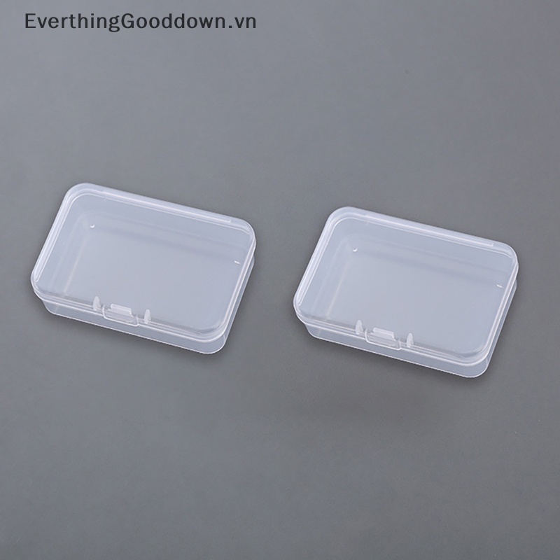 Everthinggooddown Set 2 Hộp Nhựa Vuông Nhỏ Trong Suốt Đựng Trang Sức Hạt Cườm