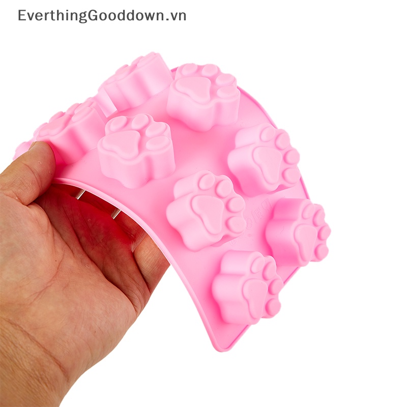 Khuôn Silicone Làm Bánh Hình Dấu Chân Chó Mèo 10 Ngăn Tiện Lợi