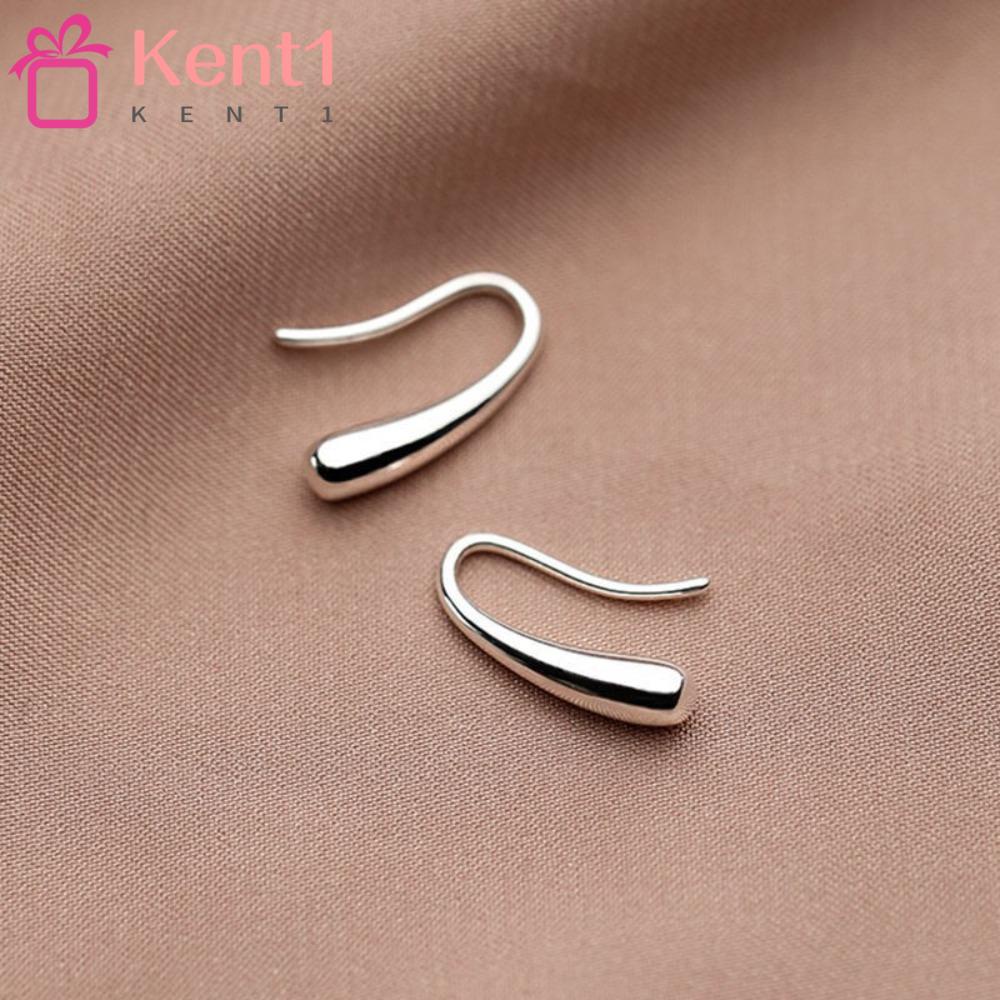 KENT1 Bộ 2 Bông Tai Mạ Bạc 925 Hình Giọt Nước Thời Trang